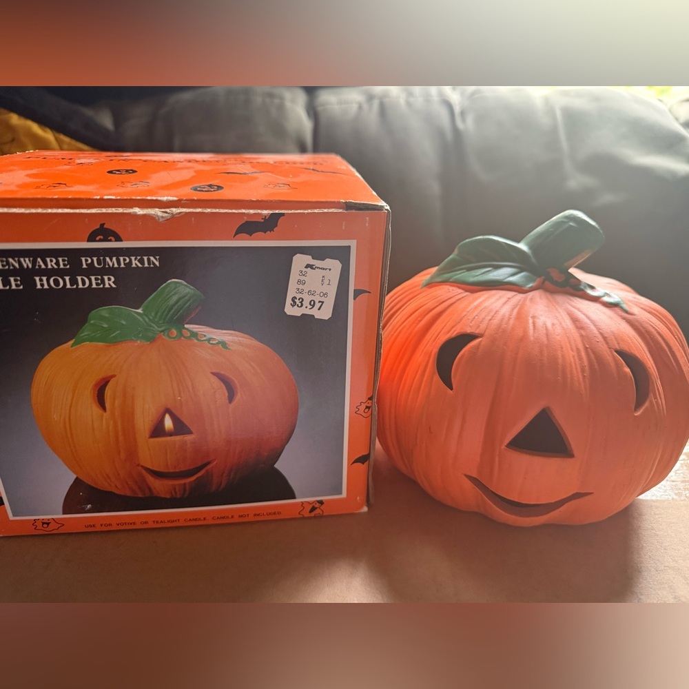 Earthenware Pumpkin candle holder